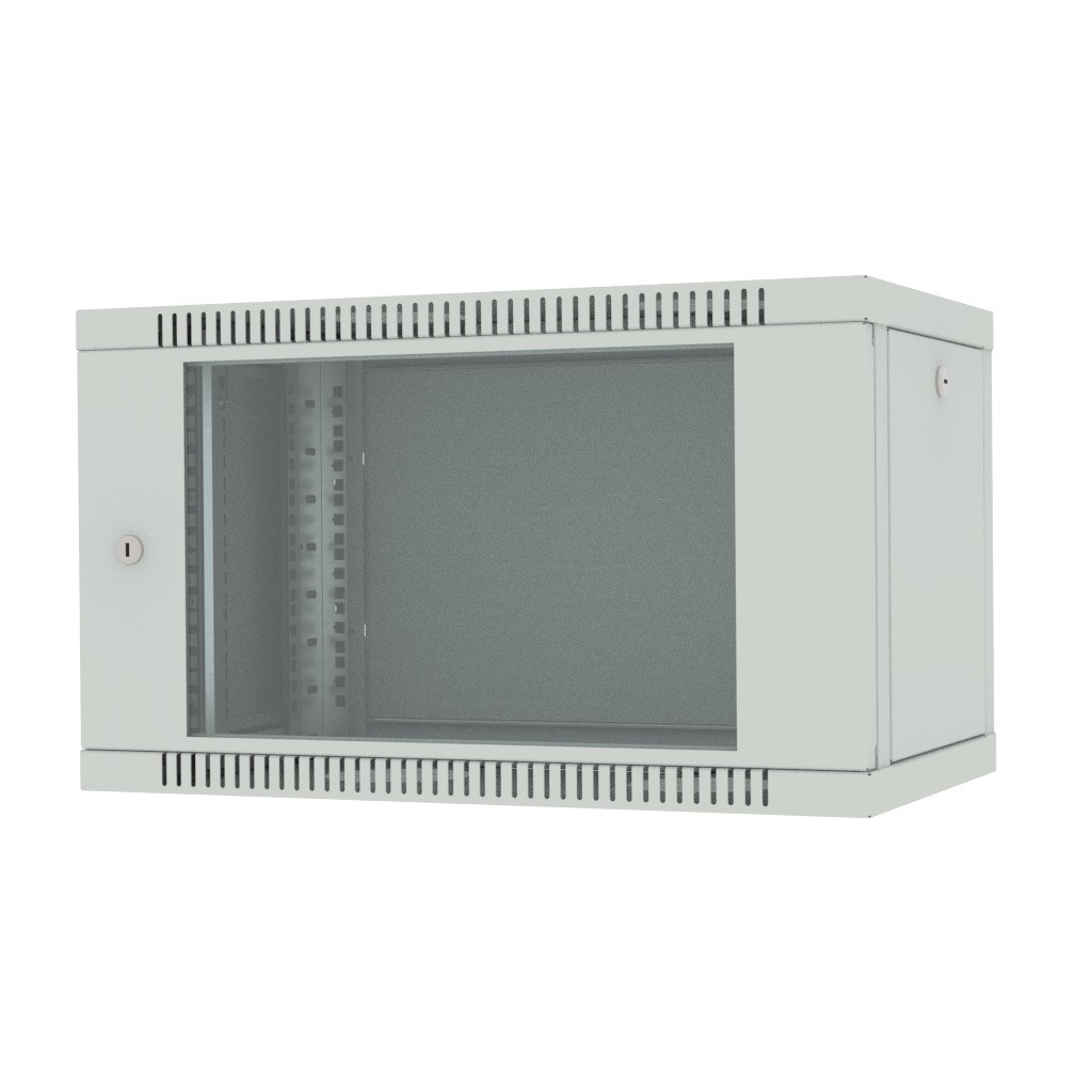 Шкаф настенный 19", 6U Filum FL-WB-0666GM-GY Wall Box (ШхГхВ) 600x600x356 мм, дверь стеклянная, цвет серый RAL7035