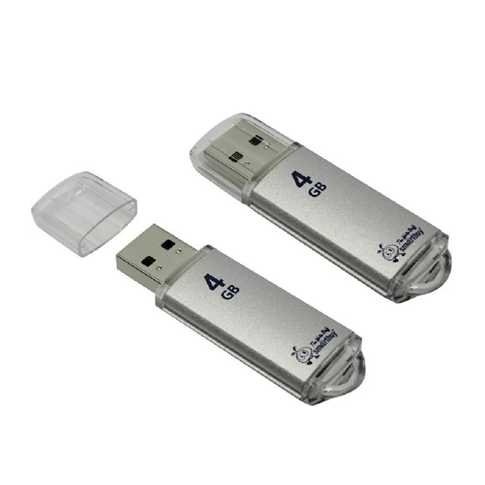 Флешка USB Smartbuy V-Cut series (SB4GbVC-S), 4Gb, USB 2.0, R/W 25/15, серебристый