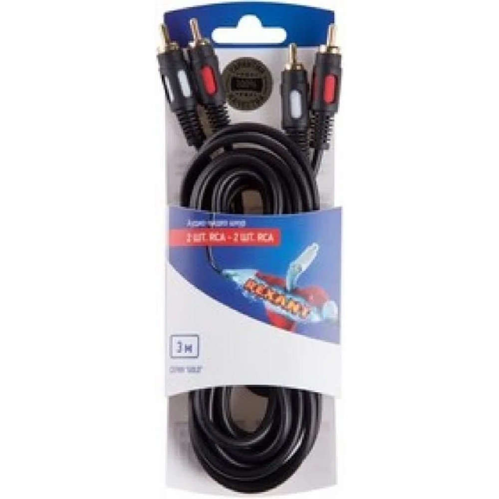 Rexant (06-3044) Шнур 2RCA - 2RCA, 3м, Gold