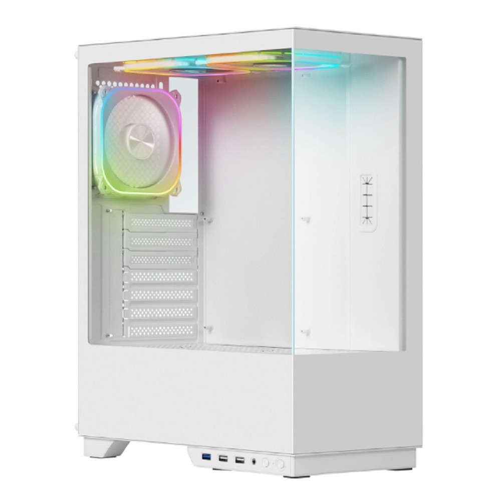 DEFENDER MIDITOWER HyperHub ATX Micro-ATX Mini-ITX W/O PSU 3х12см ARGB Fan USB3.0+2xUSB1.1+audio белый с окном 25133 DEFENDER