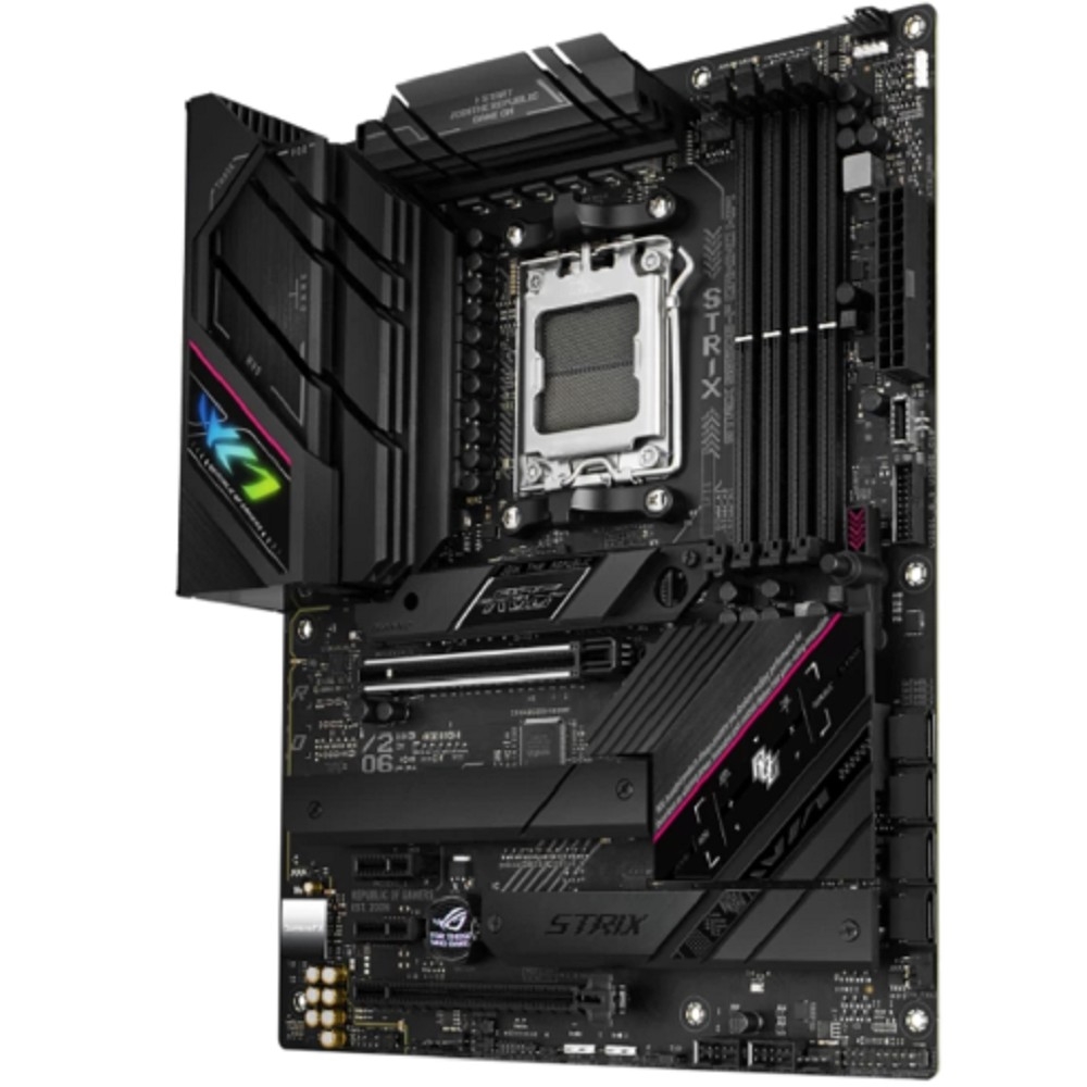 ASUS ROG STRIX B650E-F (Socket AM5, ATX, 4xDDR5(128GB), DP/HDMI, 1xPCIe 5.0x16/1xPCIe 4.0x16, 2xPCIe 4.0, 1xLAN (2.5GbE), Wi-Fi 6E, BT, 4xSATA 6Gb/s, 3xM.2, 2xType-C, 6xUSB 3.2, 4xUSB 2.0)