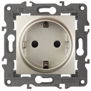 Эра Б0034268 14-2101-04 Розетка 2P+E Schuko, 16A-250В, IP20, Эра Elegance, шампань