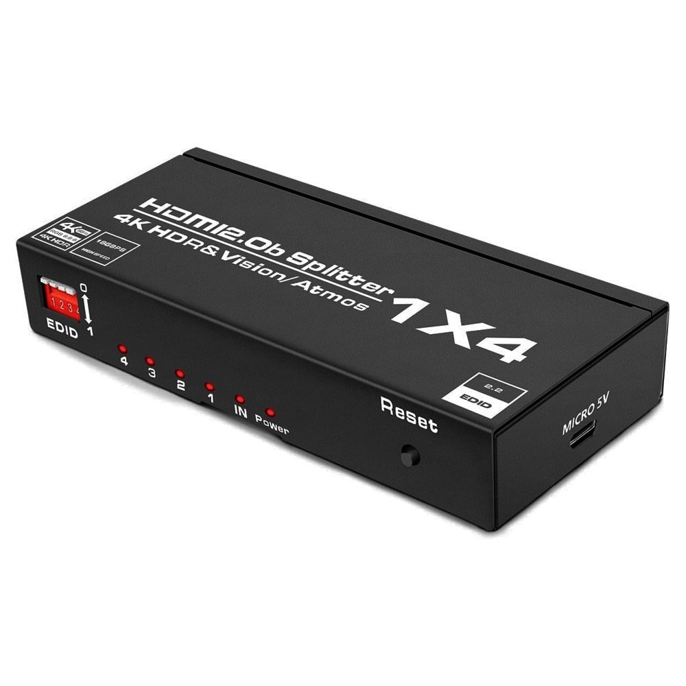 ORIENT HSP0104HL-2.0, HDMI 4K Splitter 1->4, HDMI 2.0/3D, UHDTV 4K/ 60Hz (3840x2160)/HDTV1080p, HDCP2.2, внешний БП 5В/2.0А, метал.корпус (30680)