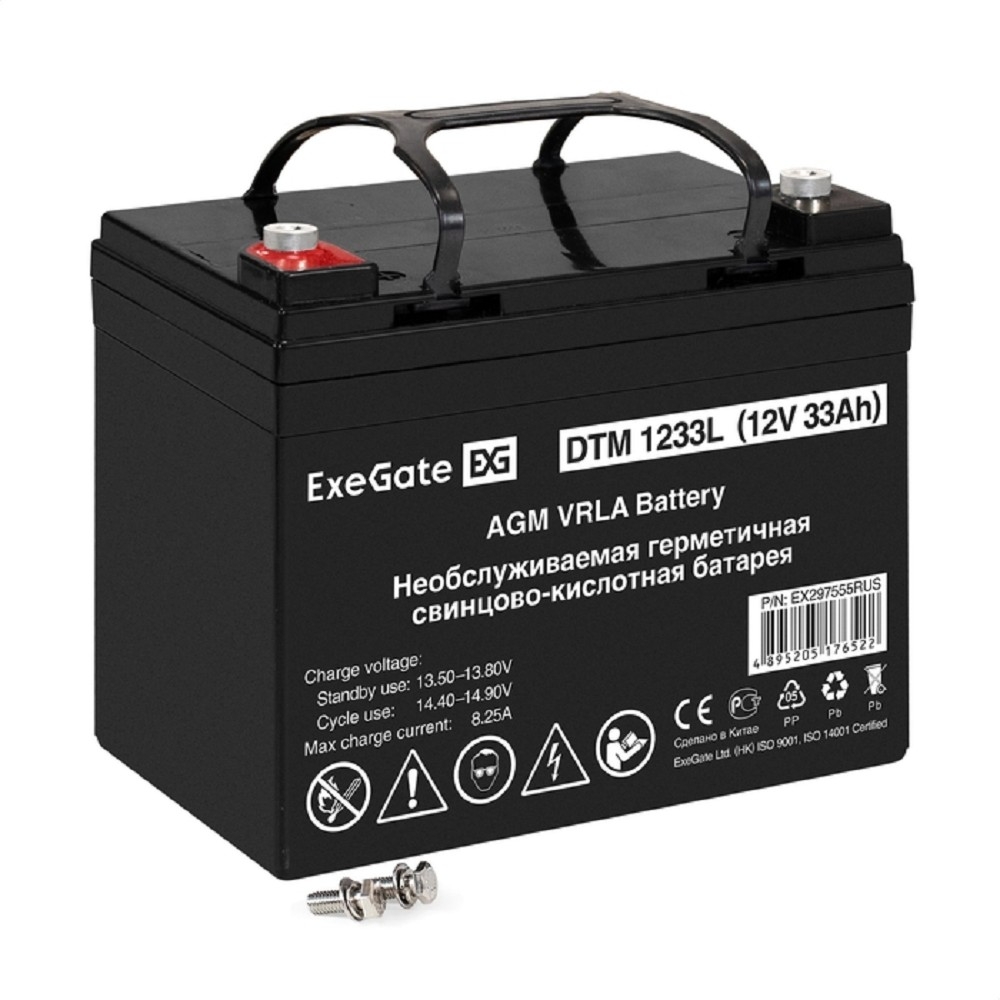 Exegate EX297555RUS Аккумуляторная батарея ExeGate DTM 1233L (12V 33Ah, болт М6)