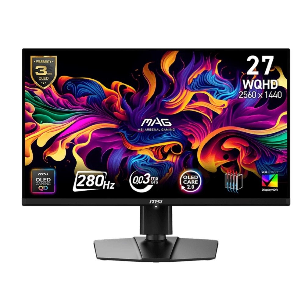 MSI MAG 26.5" 271QP QD-OLED X28 {QD-OLED Flat 2560x1440 280Hz 0.03ms 1000cd 2xHDMI DisplayPort Type-C Tilt Swivel Height Pivot VESA}