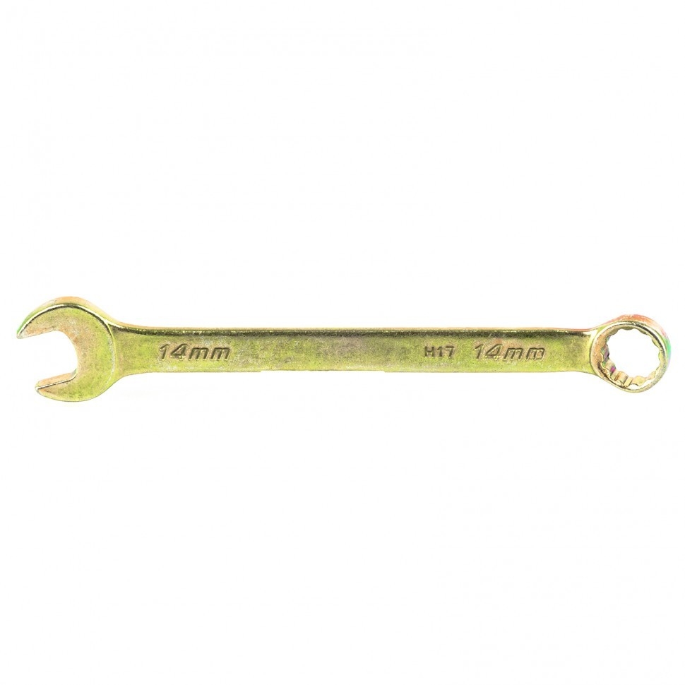 СИБРТЕХ Ключ комбинированный, 14 мм, желтый цинк [14980]