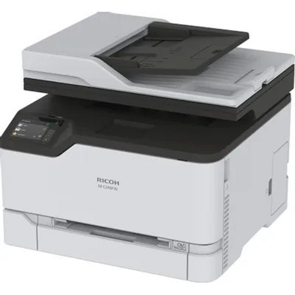 Аппарат Ricoh M C240Fw, A4, цветной, 512Мб, 24стр/мин, PCL, PS, дуплекс, GigaLAN, WiFi, факс, ADF50, стартовые картриджи 750стр (чёрный), 500стр (цветные), запуск пользователем, официальная гарантия RICOH 3 года (МФУ) (408430)