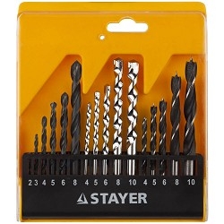 STAYER Набор "STANDARD": Сверла комбинированные, дерево (4-5-6-8-10мм), металл (2-3-4-6-8мм), бетон (4-5-6-8-10мм), 16 предметов [29720-H16]