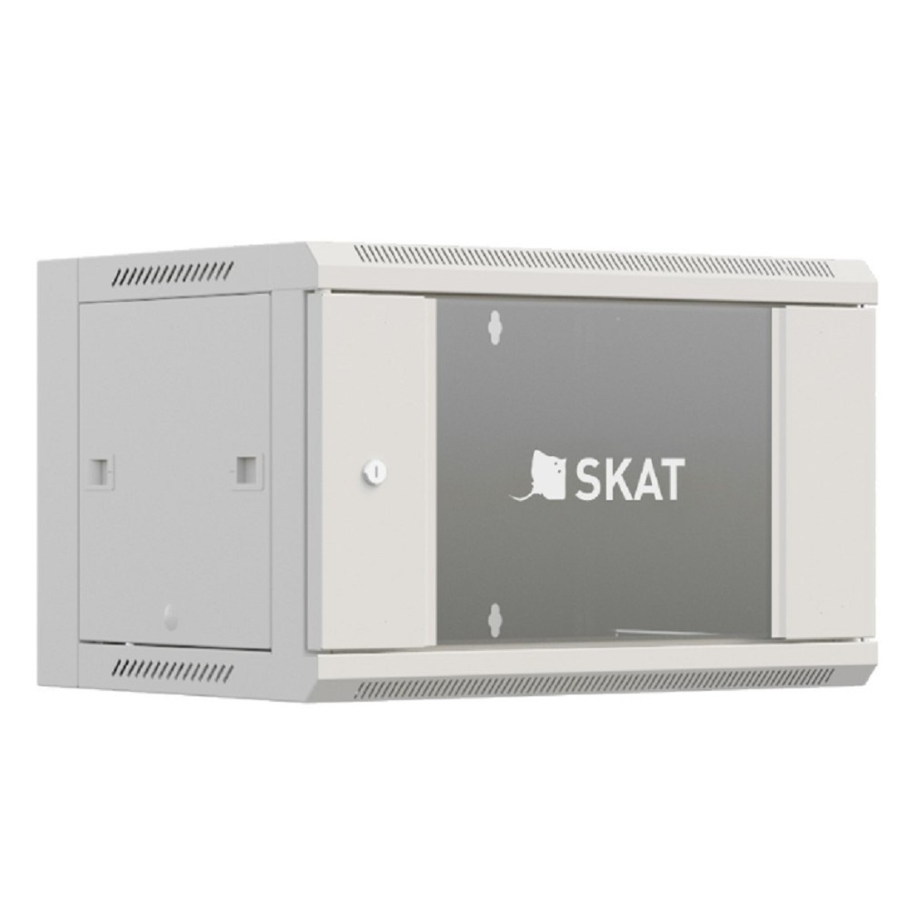 БАСТИОН SKAT TB-6W645GF-G Шкаф настенный телекоммуникационный 6U 600х450х370мм, дверь стеклянная (4410) {1.5 года гарантия}