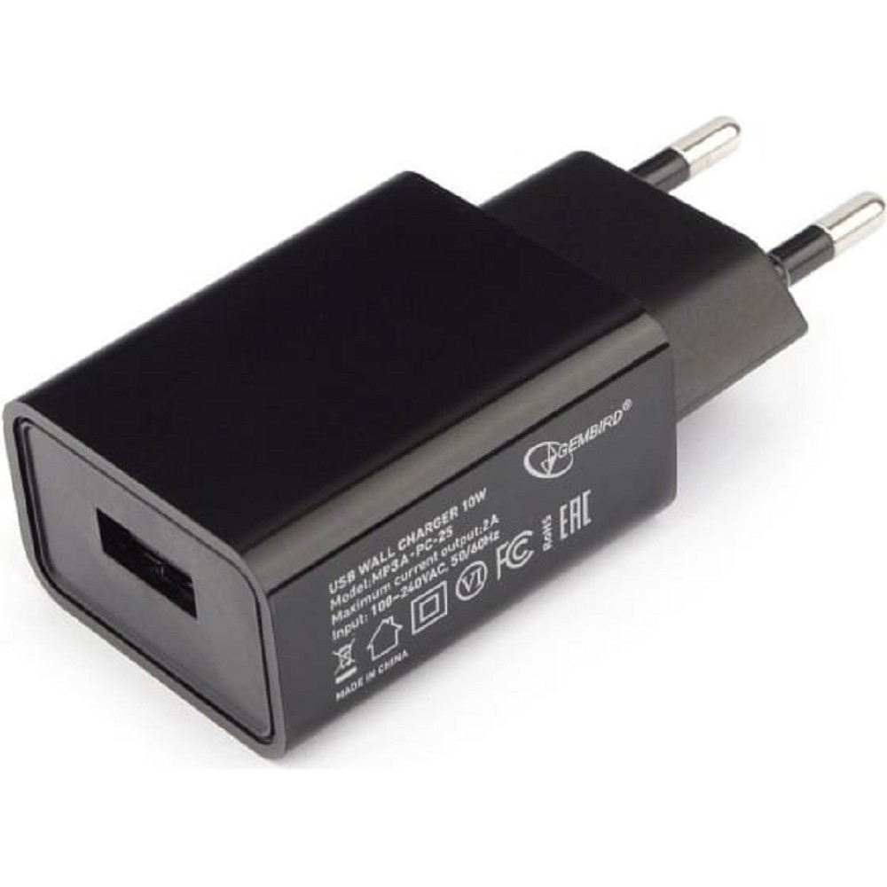 <085950> Сетевое зарядное устройство Cablexpert MP3A-PC 10W USB-A черный [MP3A-PC-25]