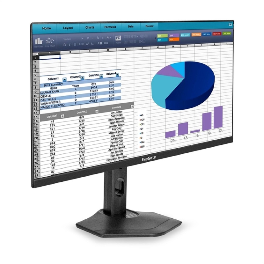LCD ExeGate 23.8" EH2400C ProSmart черный {IPS 1920x1080 100Hz 3-5ms 16:9 250cd 1000:1 178/178 AudioOut Speakers D-Sub HDMI DisplayPort HAS Pivot VESA} [EX300347RUS]