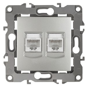 Эра Б0014731 12-3108-03 Розетка информационная двойная 2XRJ45, Эра12, алюминий