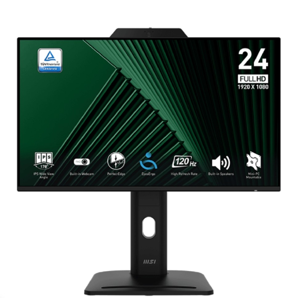 MSI PRO 23.8" MP242PMG {IPS 1920x1080 120Hz 4ms 300cd D-Sub HDMI DisplayPort 2xUSB Speakers WebCam HAS Pivot Vesa} [9S6-3PD89T-005]