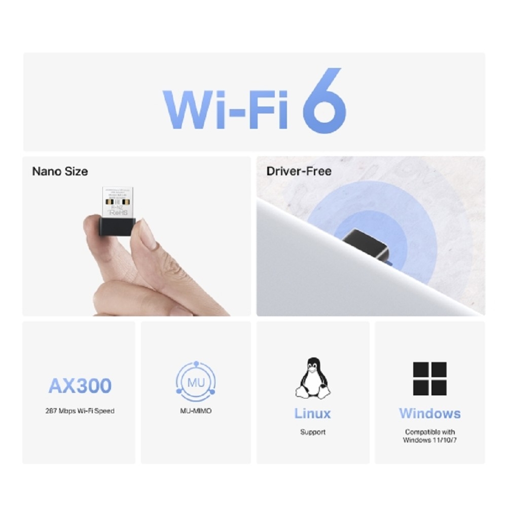 Mercusys MA14N Сверхкомпактный USB-адаптер Wi-Fi AX300