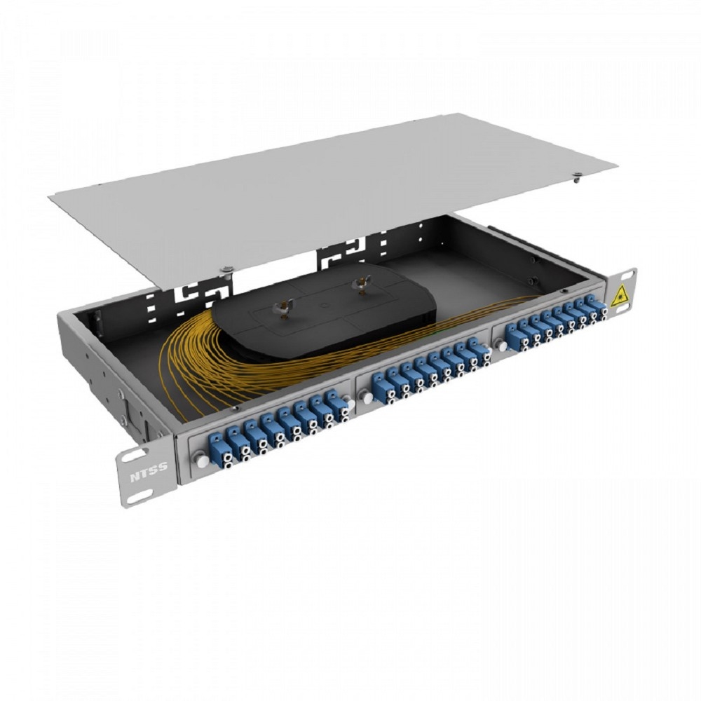 NTSS Кросс 19" NTSS PREMIUM, предсобранный 1U, 4 порта LC/UPC duplex, 9/125 мкм, (сплайс, пигтейлы, кдзс, планки, адаптеры) NTSS-RFOB-PM-1U-4-2LC/U-9-SP1.5G1A