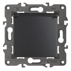 Эра Б0034282 14-2103-05 Розетка 2P+E Schuko со шторками с крышкой, 16A-250В, IP20, Эра Elegance, антрацит