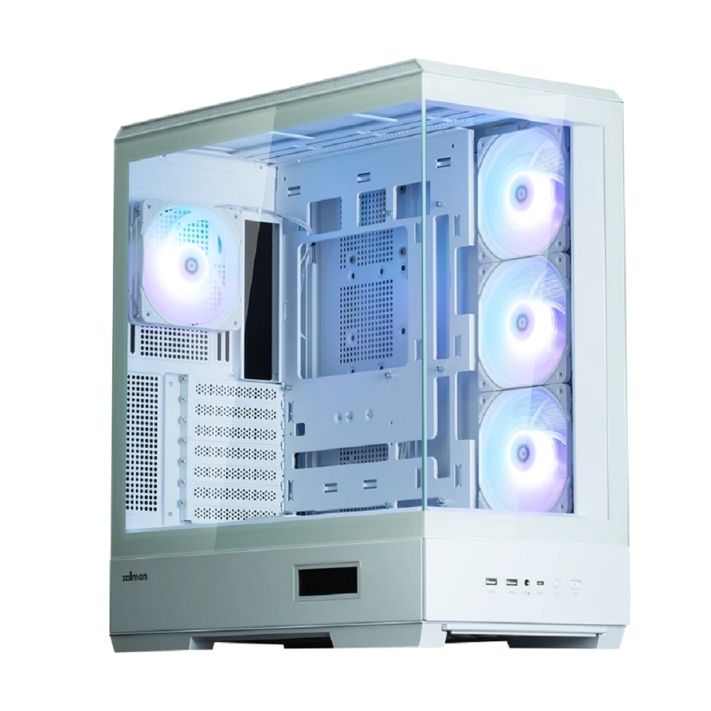 Компьютерный корпус ZALMAN P50 DS, ATX, WHITE, WINDOW, 2x3.5", 3x2.5", 1xUSB TYPE-C, 2xUSB 3.0, SIDE 3x120мм ARGb, REAR 1x120мм ARGb