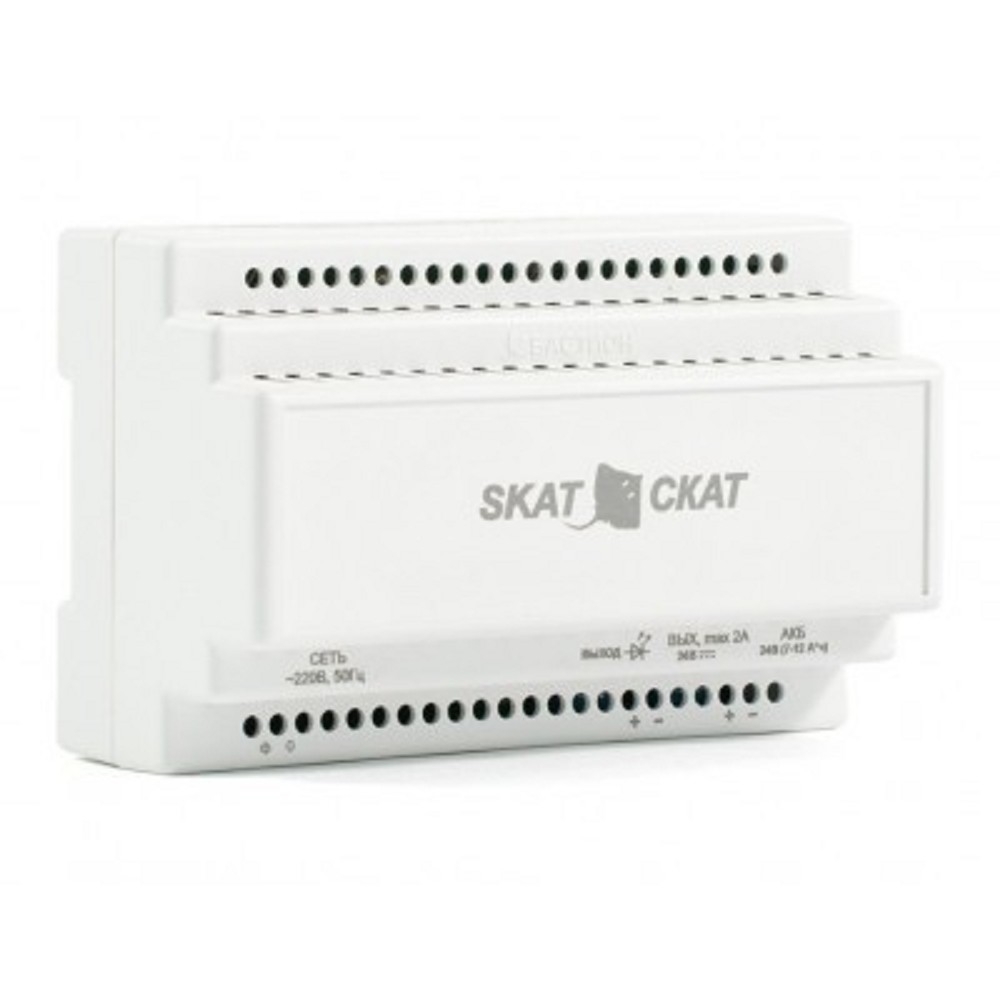 БАСТИОН SKAT-24-2.0 DIN (СКАТ ИБП-24/2-DIN) источник питания 24В 2А пластиковый корпус под DIN рейку 35 мм, МПТ (585)