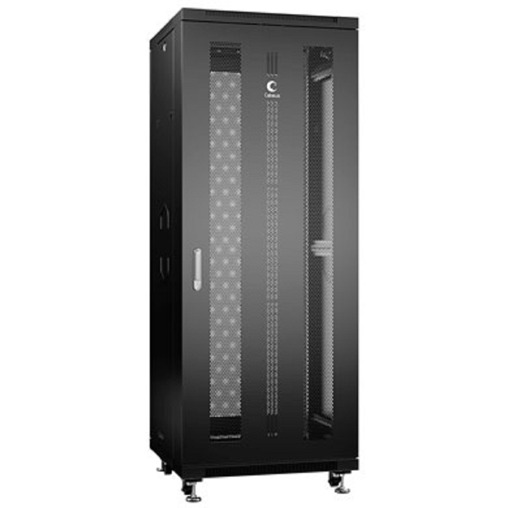 Cabeus ND-05C-32U60/80-BK Шкаф монтажный телекоммуникационный 19" напольный для распределительного и серверного оборудования 32U 600x800x1610mm (ШхГхВ) передняя и задняя перфорированные двери, ручка с замком, цвет черный (RAL 9004)