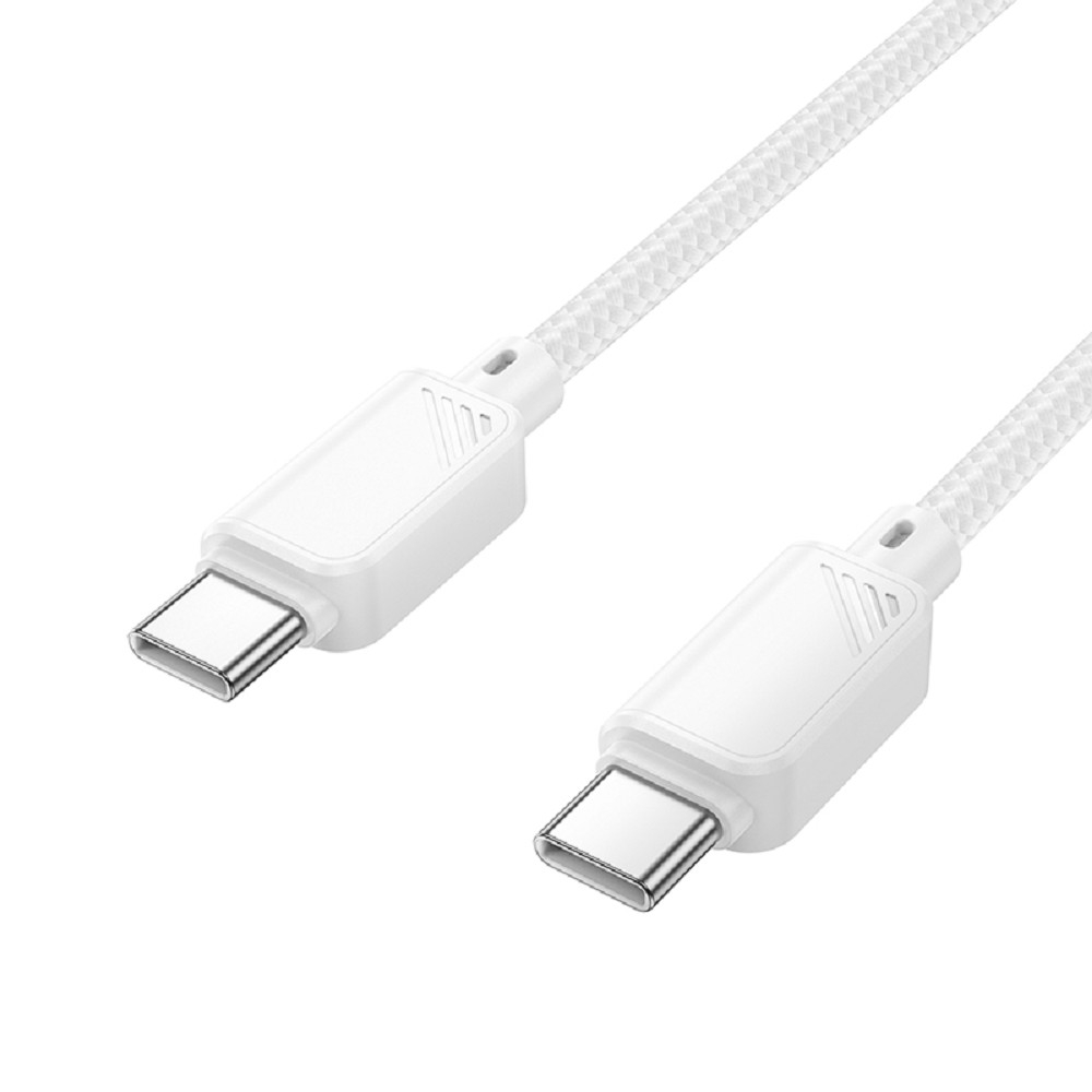 HOCO Кабель USB2.0 Hoco Type-C/Type-C, 3А, 60Вт, нейлоновая оплетка, X113, 1м, белый, коробка