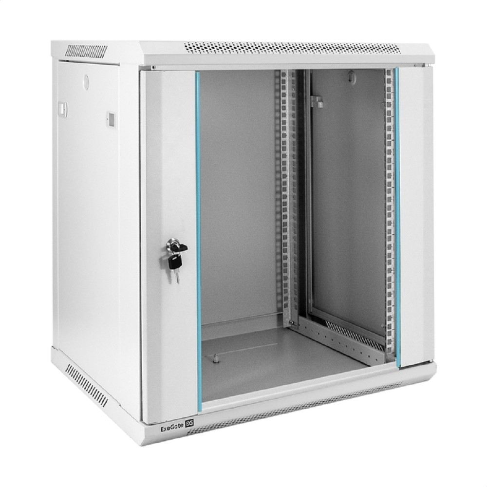 Exegate EX298603RUS Шкаф телекоммуникационный 19" настенный 12U ExeGate EC-WM-12U.450.G.GREY (19”, 12U, 600x450x635mm (ШхГхВ), передняя дверь закаленное стекло, съемные боковые панели, пыле- и влагоза