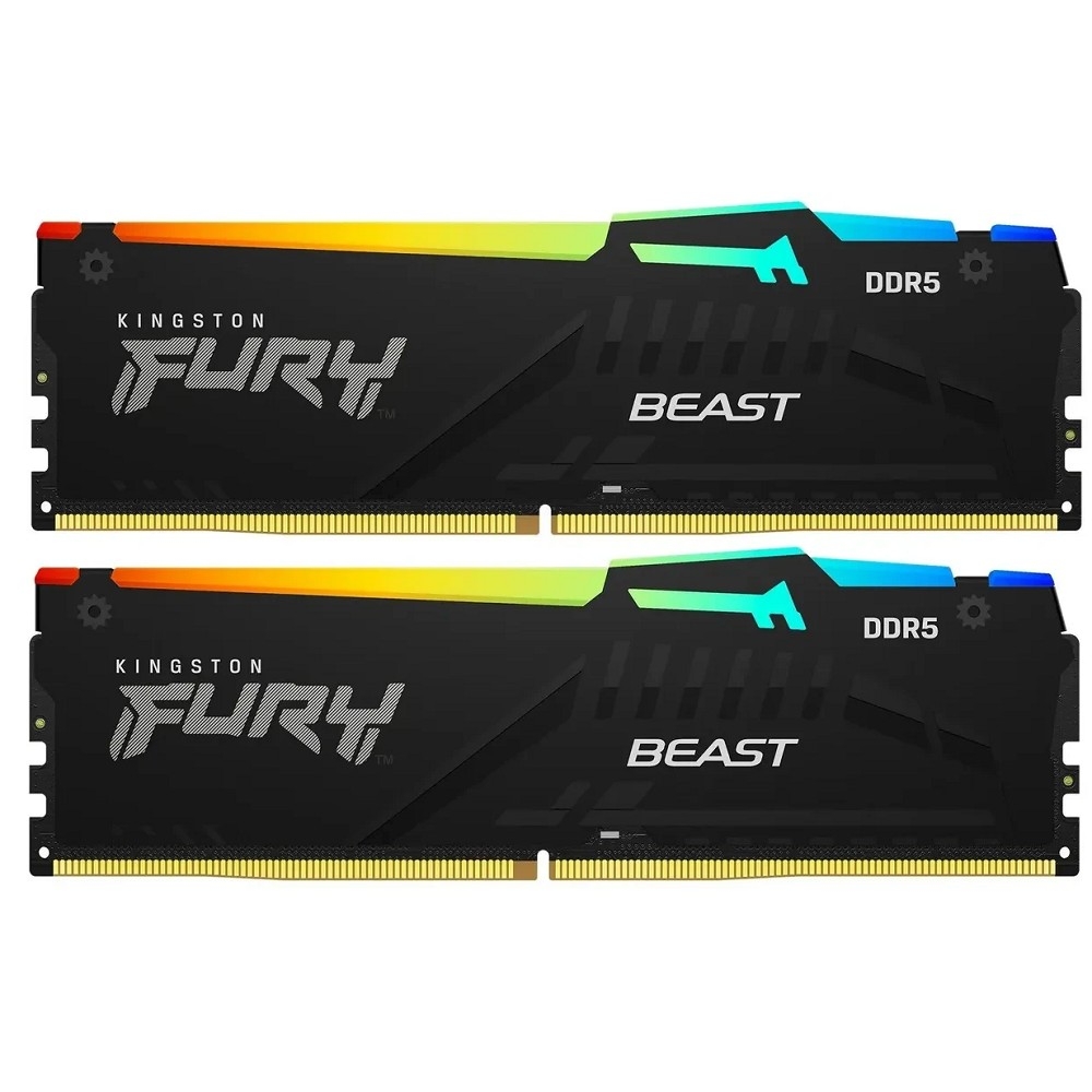 Память DDR5 2x16GB 6800MHz Kingston KF568C34BBAK2-32 Fury Beast RGB RTL Gaming PC5-54400 CL34 DIMM 288-pin 1.4В kit single rank с радиатором Ret