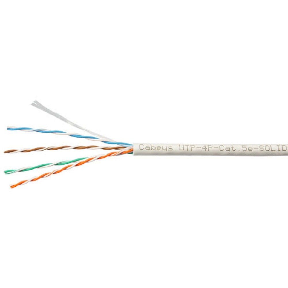 UTP-4P-Cat.5e-SOLID-LSZH-GY-LIGHT-100 Кабель витая пара Cabeus Light UTP 4 пар. кат. 5е одножильный D 047 AWG24 LSZH нг(A)-HF 1м (коробка 100м) внутренний цвет: серый