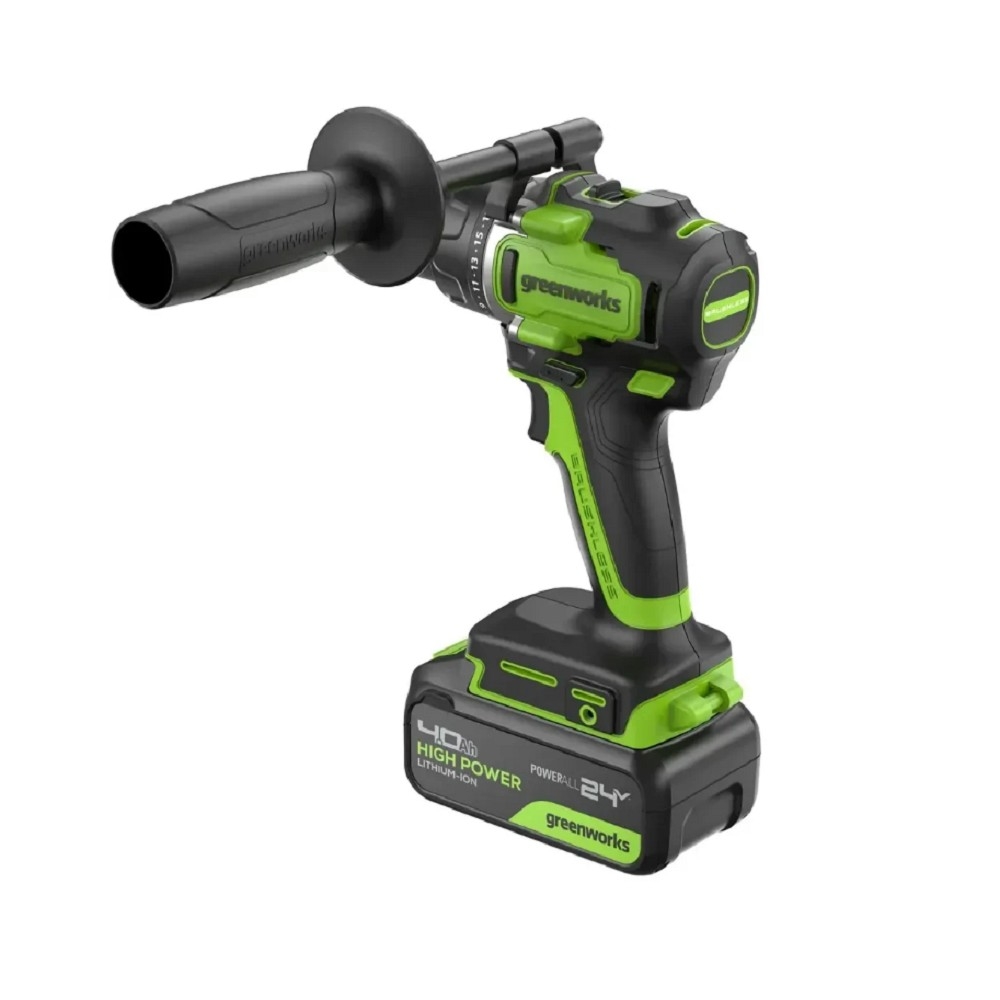 Greenworks GD24DD90 Дрель-шуруповерт аккумуляторная,  24V, 90 Нм, бесщеточная, 45/90Нм,2х4Ач,ЗУ,кор [3707507CUD]