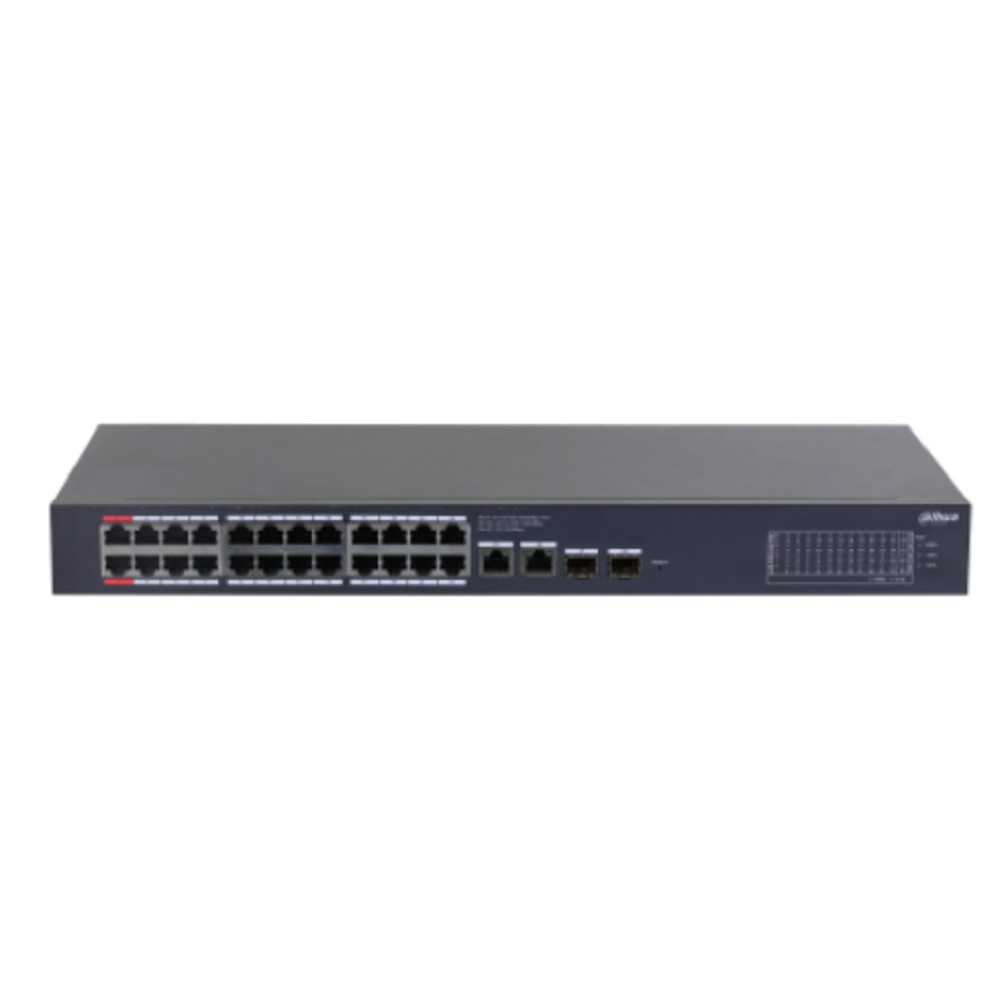 DAHUA DH-CS4228-24GT-375 24-портовый гигабитный PoE коммутатор с функцией облачного управления, 24xRJ45 1Gb PoE, 2xRJ45 1Gb uplink, 2xSFP 1Gb; суммарно 375Вт