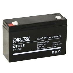 Аккумуляторная батарея Delta DT 612 6В/12Ач, клемма F2 (151х50х94мм (100мм); 1,6кг; Срок службы 5лет; Гарантия 1г)