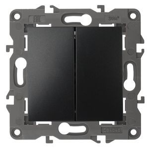 Эра Б0034234 14-1104-05 Выключатель двойной, 10АХ-250В, IP20, Эра Elegance, антрацит