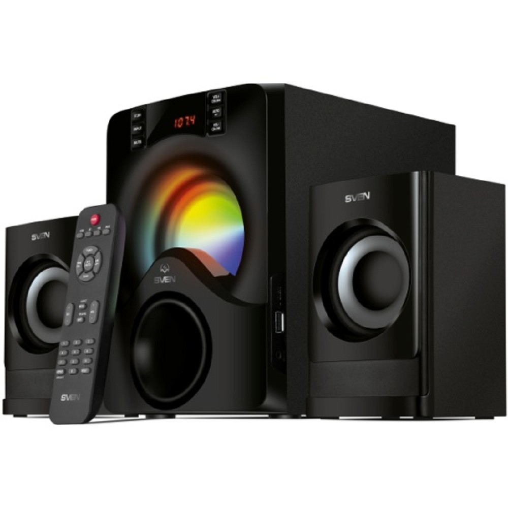 SVEN MS -312, черный (40 Вт, Bluetooth, подсветка, пульт, дисплей, FM, USB)
