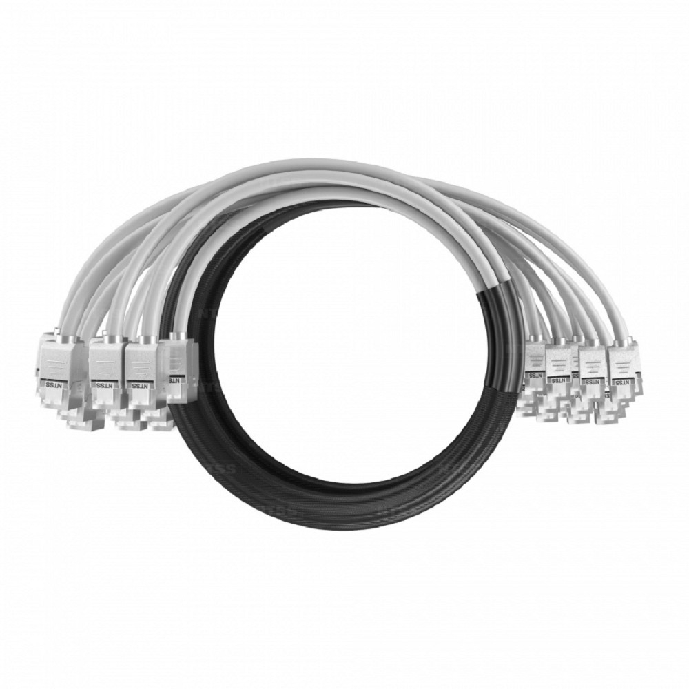 NTSS Кабельная сборка NTSS PREMIUM 24pc, FTP CAT5e, оконцована разъемами KEYSTONE RJ45 FTP CAT5e, заделка в чулке, вывод 0.6м, длина 4м, LSZH, серый NTSS-PC-PM-24-FTP-RJ45KJ-5e-S-0.6-4.0-LSZH-GY