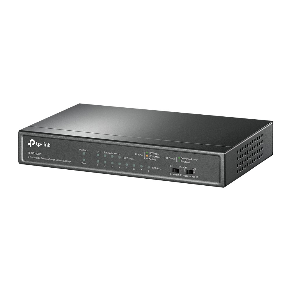TP-Link TL-SG1008P Настольный коммутатор с 8 гигабитными портами (4 порта PoE+)