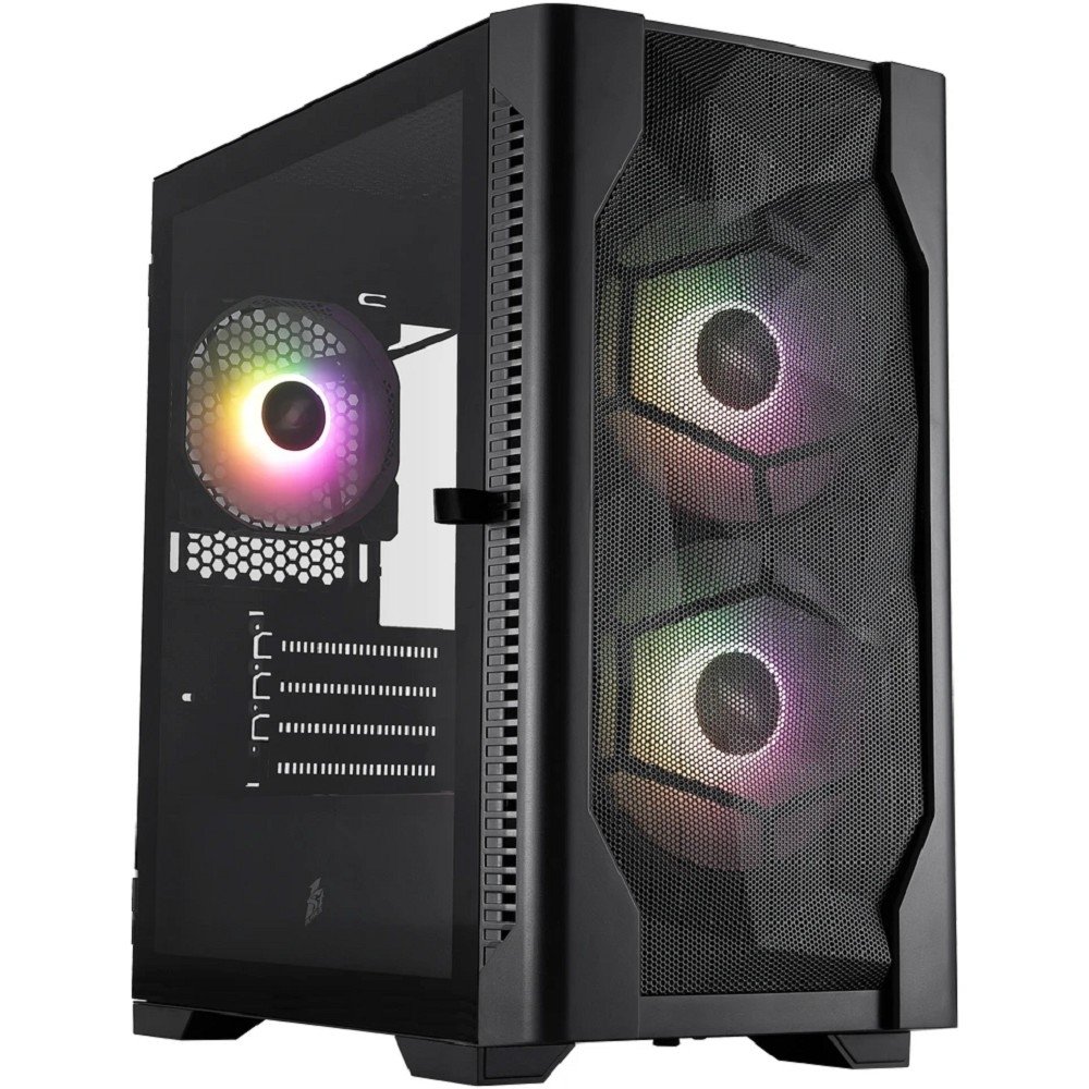 1STPLAYER Корпус DK D4-M ARGB Black / mATX / 2x140mm & 1x120mm ARGB fans / D4-M-BK-2F7-14-1F7