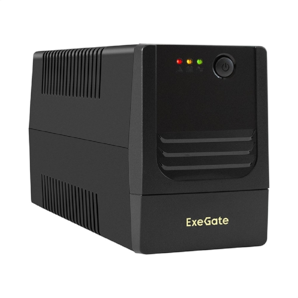 Источник бесперебойного питания ExeGate Power NB-650.LED.AVR.2SH (650VA/390W, LED, AVR, 2*Schuko, батарея 12V 7Ah, черный)