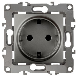 Эра Б0019319 12-2101-12 Розетка 2P+E Schuko, 16АХ-250В, Эра12, графит