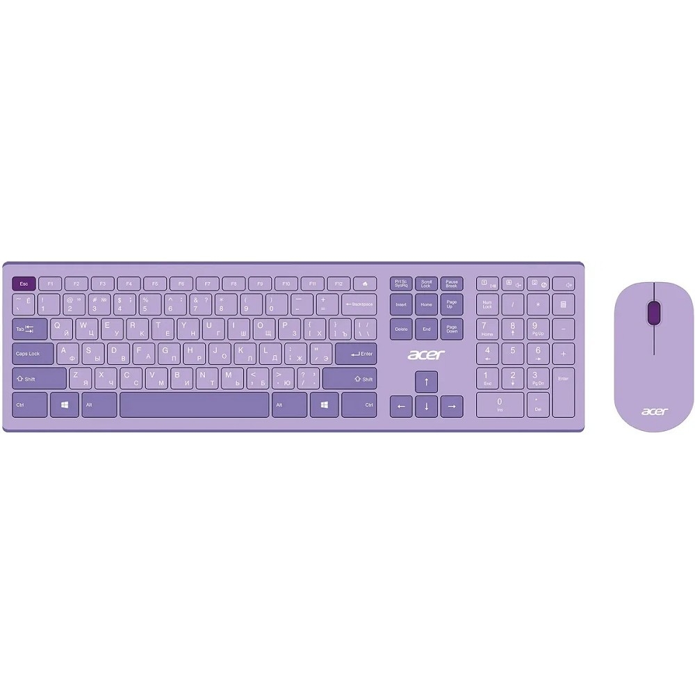 Повреждение упаковки Acer OCC205 [ZL.ACCEE.00D] Комплект (клавиатура+мышь) клав:фиолетовый мышь:фиолетовый USB беспроводная slim 