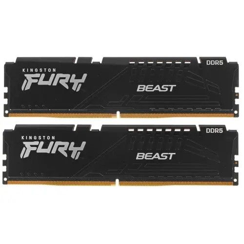 Модуль памяти Kingston 64GB Kingston DDR5 5200 DIMM FURY Beast Black XMP Gaming Memory KF552C40BBK2-64 Non-ECC, CL40, 1.25V, (Kit of 2) 2RX8 40-40-40  288-pin 16Gbit, RTL