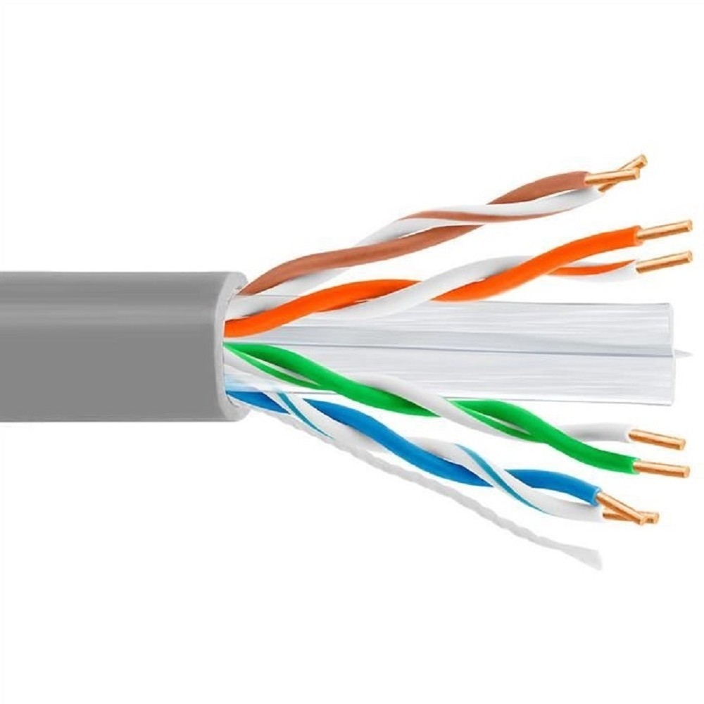 Кабель витая пара UTP 5bites US6575-305A, бухта 305м, Cat.6, 4 пары, одножильный, 23awg, 4X2X1/0.50, CCA/PVC/BLUE