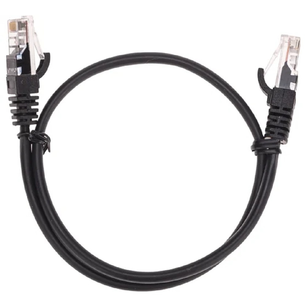 Патч-корд U/UTP, CAT 5e, RJ45-RJ45, 26AWG, LSZH, черный, 0,5м  REXANT (02-0102-05)