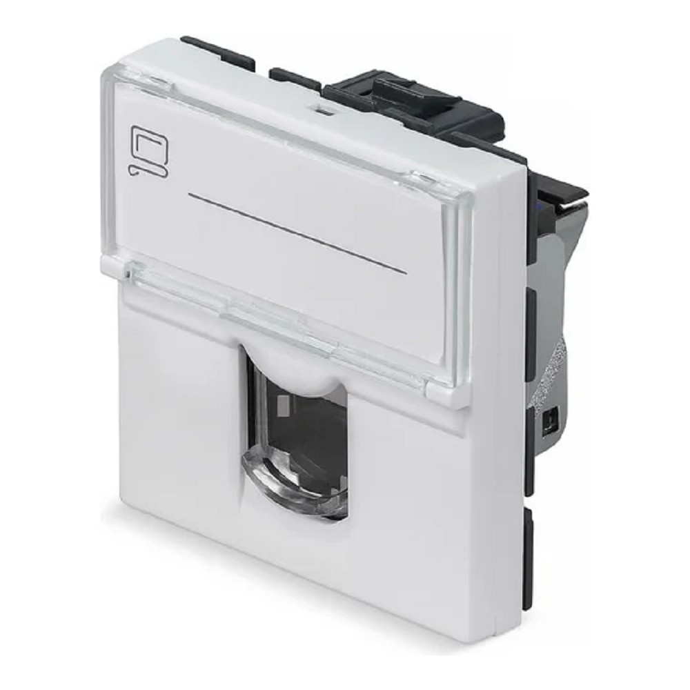 Cabeus KJ-RJ45-Cat.6-SH-180T-FP-L-45 Keystone Jack RJ-45(8P8C), 180 градусов, категория 6, экранированная, безинструментный монтаж, вставка Mosaic (арт.076566)