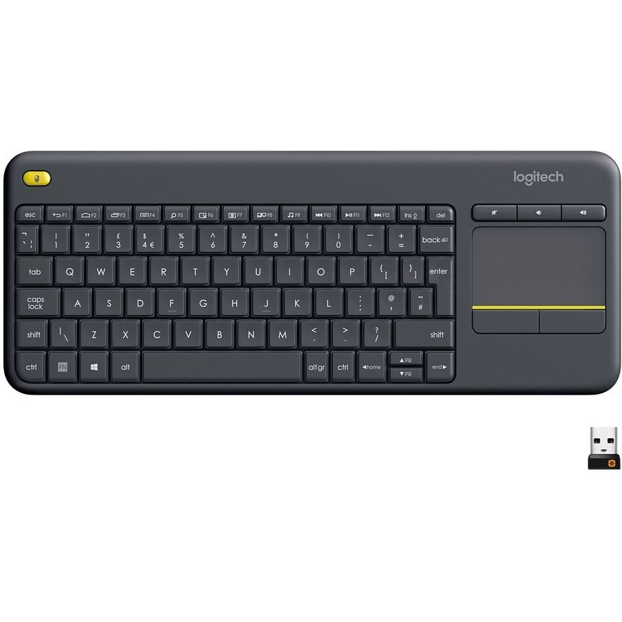 Logitech K400 Клавиатура беспроводная Plus (DARK, с сенсорной панелью, приемник Unifying, 2 батарейки типа AA)