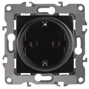 Эра Б0014680 12-2101-06 Розетка 2P+E Schuko, 16АХ-250В, Эра12, чёрный