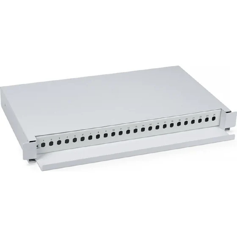Cabeus ODF-19-24-ST Кросс бокс оптический 19" на 24 ST(FC) со сплайс-кассетой, выдвижной (без пигтейлов и проходных адаптеров)