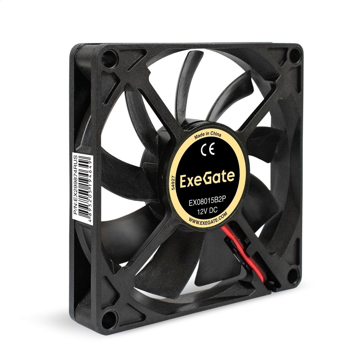 Exegate EX299874RUS Вентилятор 12В DC ExeGate EX08015B2P (80x80x15 мм, 2-Ball (двойной шарикоподшипник), 2pin, 2000RPM, 21dBA)