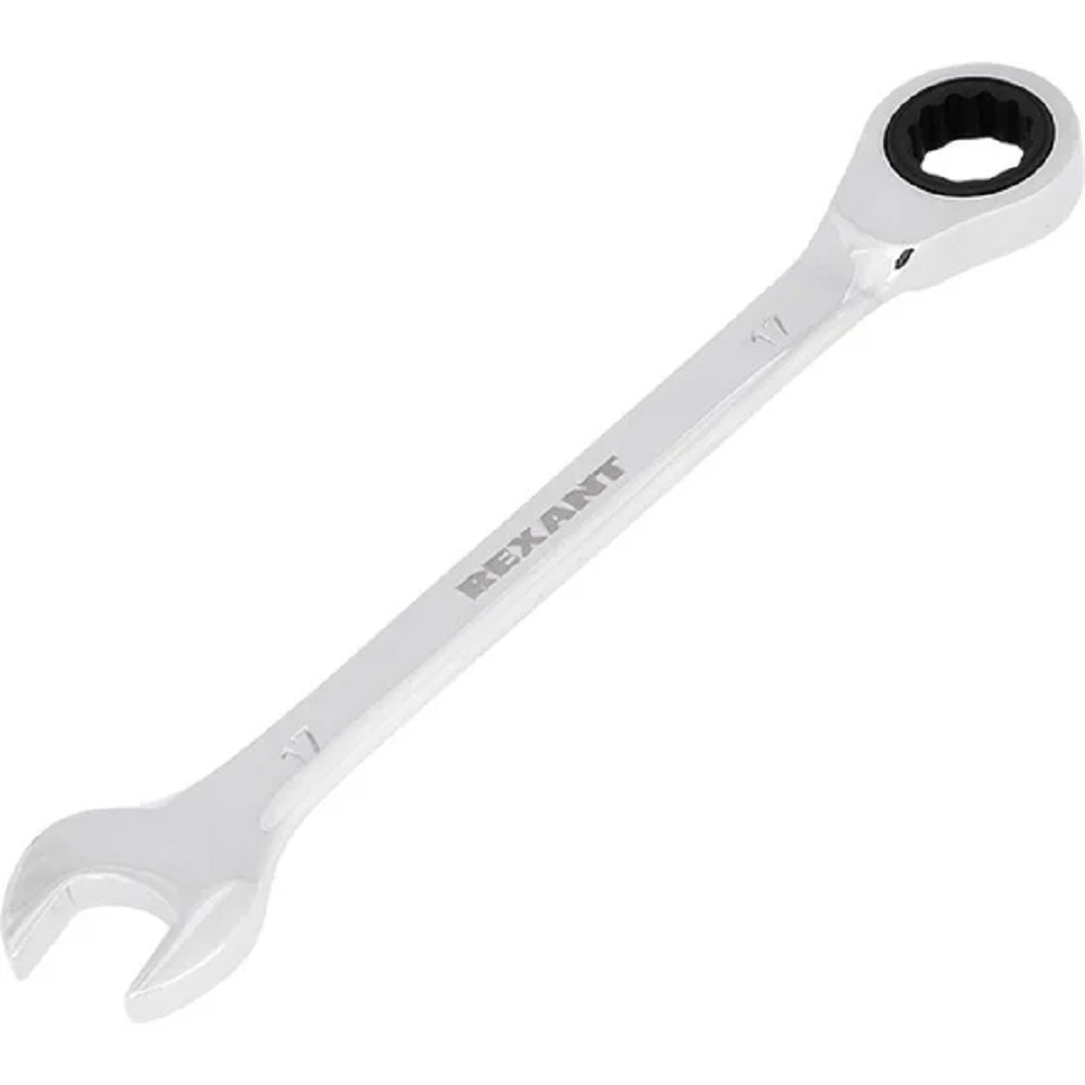 Rexant (12-5812-1) Ключ комбинированный трещоточный 17мм, CrV, зеркальный хром 