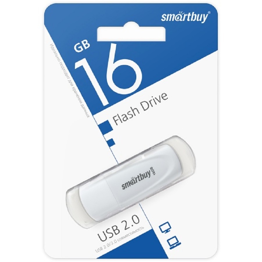 Smartbuy Scout SB016GB2SCW USB-накопитель 16ГБ USB 2.0 белый