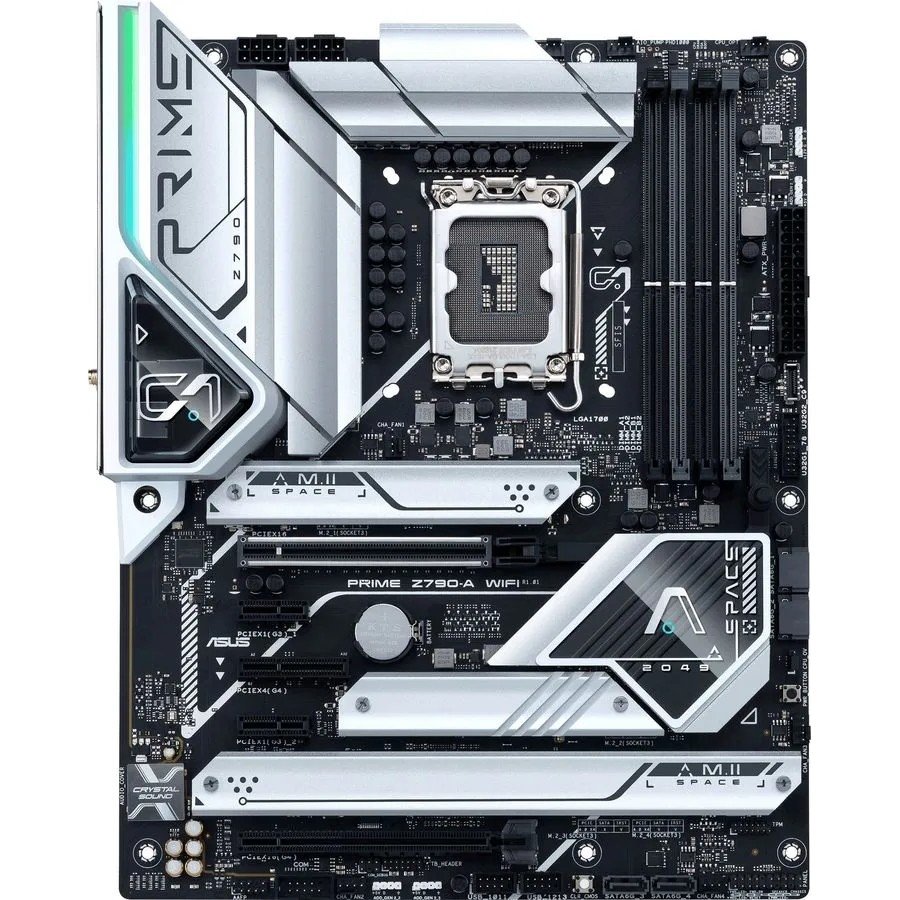 ASUS PRIME Z790-A WIFI (Socket 1700, mATX, 4xDDR5(192GB), DP/HDMI, 1xPCIe 5.0x16/1xPCIe 4.0x16/1xPCIe 4.0x4, 2xPCIe 3.0, 1xLAN (2.5GbE), Wi-Fi, BT, 4xSATA 6Gb/s, 4xM.2, 2xType-C, 6xUSB 3.2)