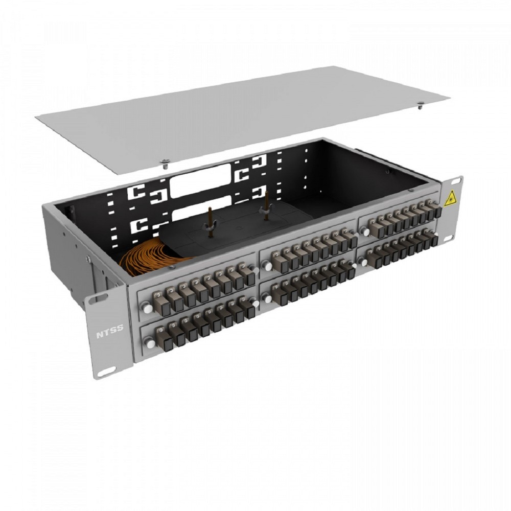 NTSS Кросс 19" NTSS PREMIUM, предсобранный 2U, 48 портов SC/UPC, 62.5/125 мкм, (розетки, сплайс 2шт, КДЗС, пигтейлы) NTSS-RFOB-PM-2U-48-SC/U-62.5-SP1.5G1A